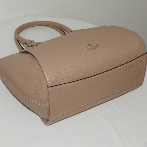 NWT COACH ELISE Pebbled Leather Medium Satchel Top Handle Bag in Light Taupe - Picture 10 of 13